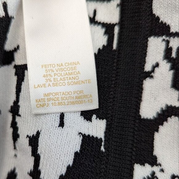 Kate Spade Black & White Knit Fit-and-Flare Dress Dense Stretch Knit - Picture 4 of 12